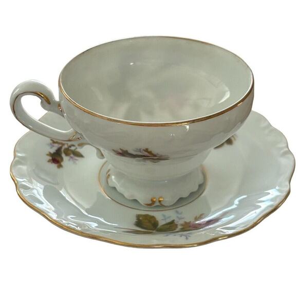 Vtg Lefton Occupied Japan China MOSS ROSE Floral Teacup & Saucer - Picture 5 of 10